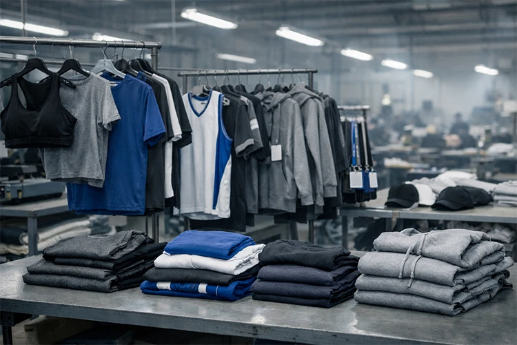 Custom branded sportswear samples produced by Fabrion for B2B clients