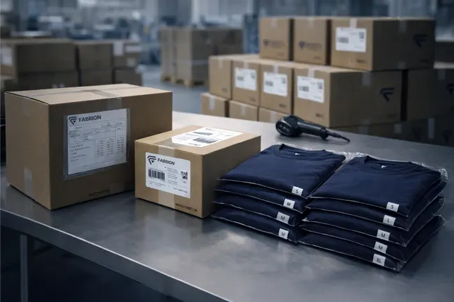 Export packaging and logistics for custom apparel manufacturing
