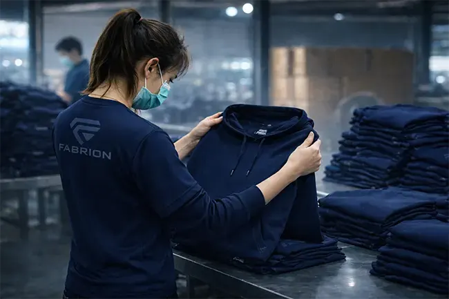 Blank hoodie quality control inspection