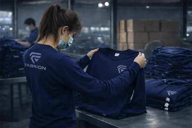 Long-sleeve T-shirt quality control inspection