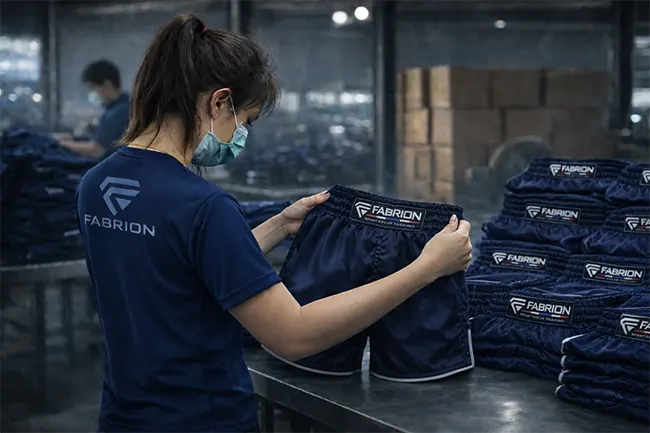 Quality control for custom Muay Thai shorts manufacturing