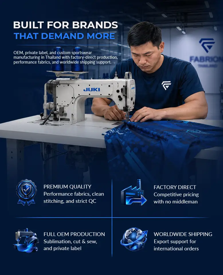 Custom Sportswear Manufacturing Thailand by Fabrion
