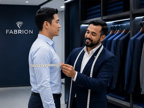 Professional on-site staff uniform measuring service in Thailand