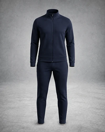 Custom tracksuit with a full-zip, stand-collar jacket and matching tapered pants
