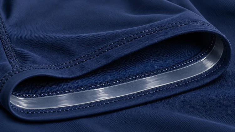 Close-up of an anti-slip band inside a Fabrion rashguard hem